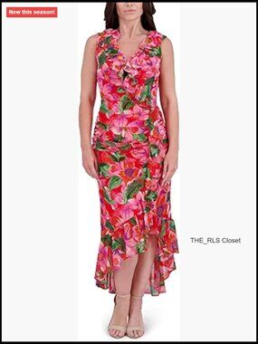 Sleeveless High-Low V-Neck Floral Dress